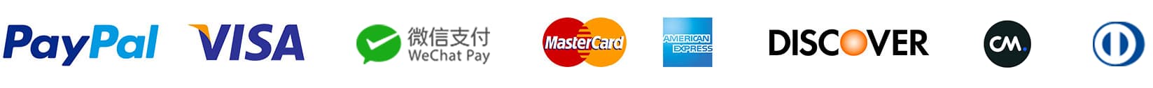 payment methods: 微信支付、PayPal、 Discover、 Visa (含Visa Electron)、 Mastercard、AMEX、 Maestro和Diner's Club